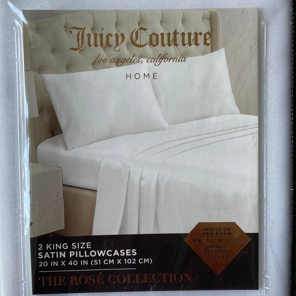 🤍Juicy Couture Set of 2 King Size Satin Pillowcases
